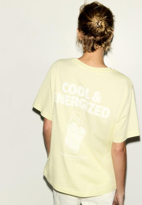H&M - Printed T-shirt - light yellow/energized