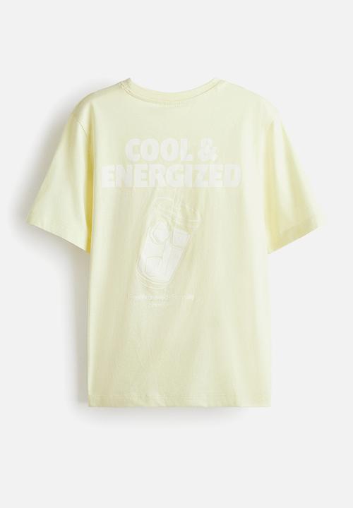 H&M - Printed T-shirt - light yellow/energized