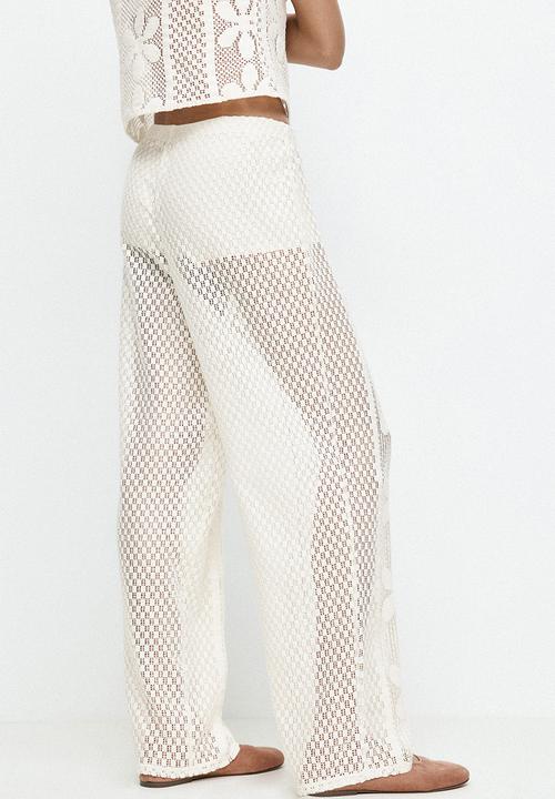 H&M - Lace jersey trousers - white