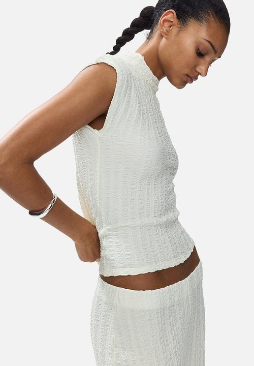 H&M - Textured jersey top - cream