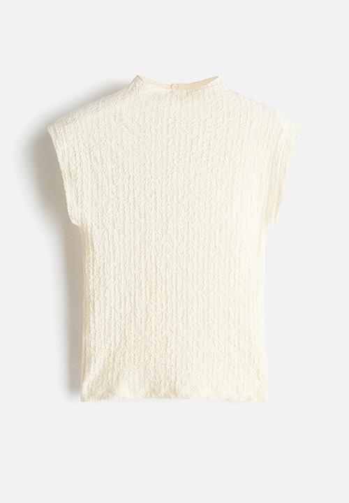 H&M - Textured jersey top - cream