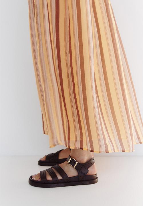 H&M - Gathered skirt - beige/striped