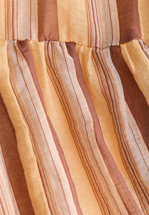 H&M - Gathered skirt - beige/striped