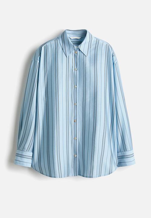H&M - Oversized shirt - light blue/striped