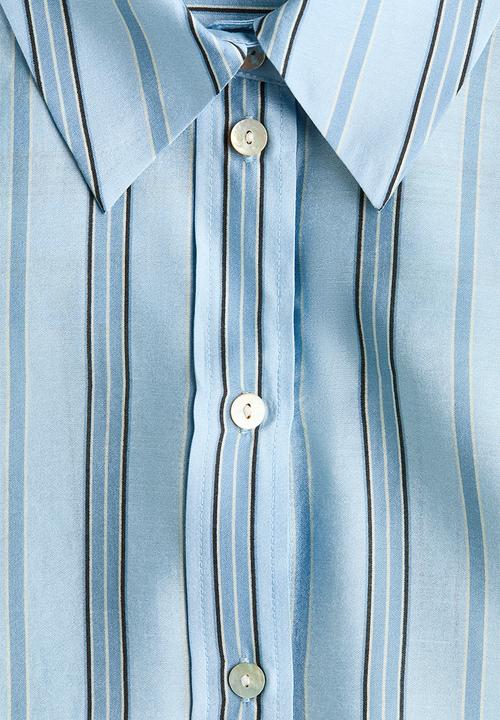 H&M - Oversized shirt - light blue/striped