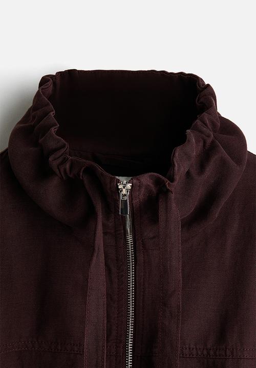 H&M - Linen-blend jacket - dark brown