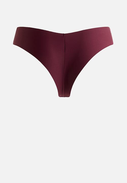 H&M - 3-pack invisible brazilian briefs - burgundy/light beige/black
