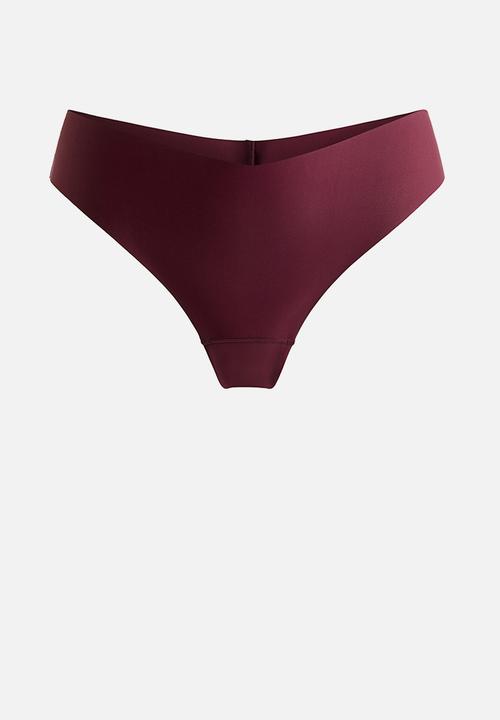 H&M - 3-pack invisible brazilian briefs - burgundy/light beige/black