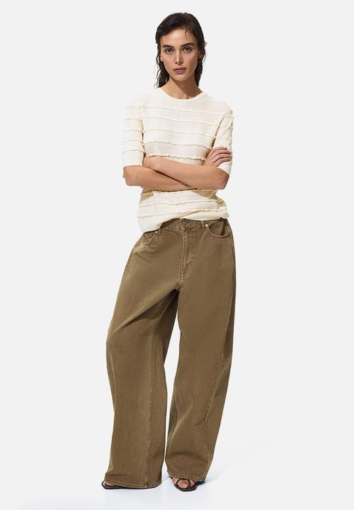 H&M - Frill-trimmed knitted top - cream
