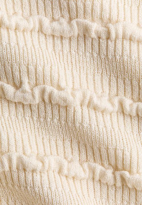 H&M - Frill-trimmed knitted top - cream