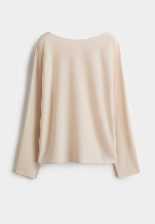 H&M - Boat-neck jumper - light beige