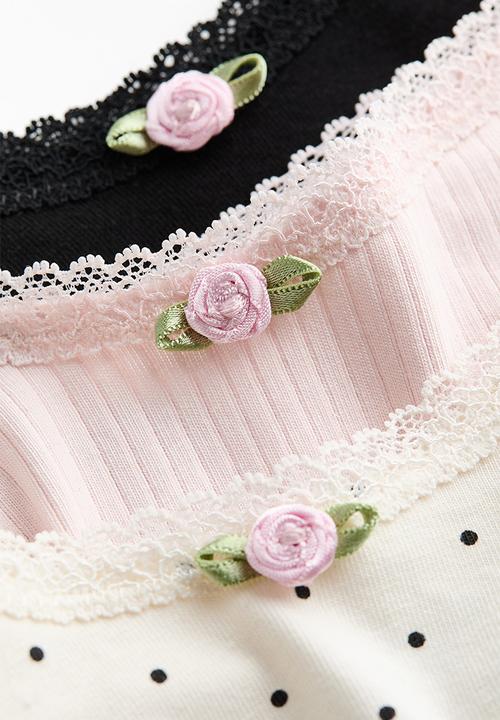 H&M - 3 Pack cotton brazilian briefs - light pink/polka dot