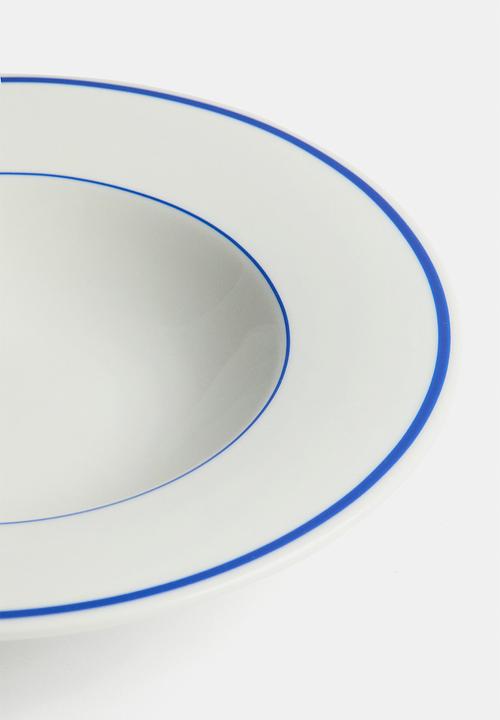 H&M - Porcelain deep plate - white/blue