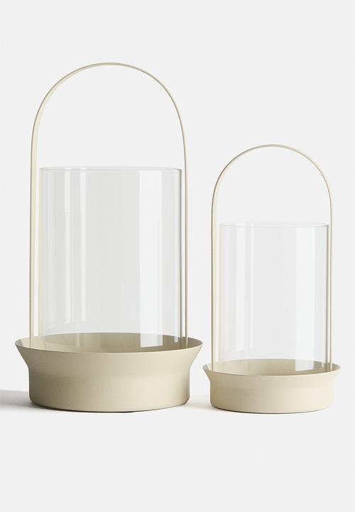 H&M - Large glass lantern - light beige