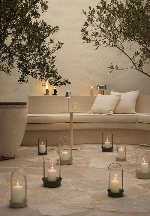 H&M - Large glass lantern - light beige