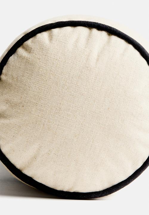H&M - Linen-blend bolster - light beige/black