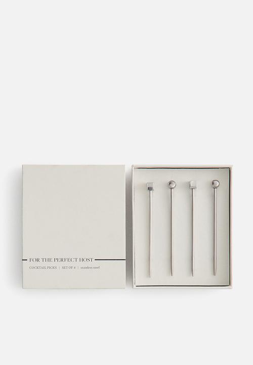 H&M - 4-pack stainless steel cocktail picks - silver-coloured