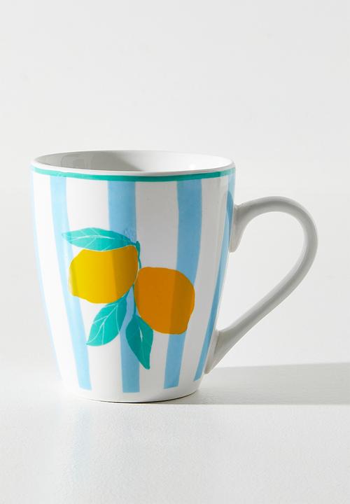 Excellent Houseware - Lemon & Stripe Mug - 380ml
