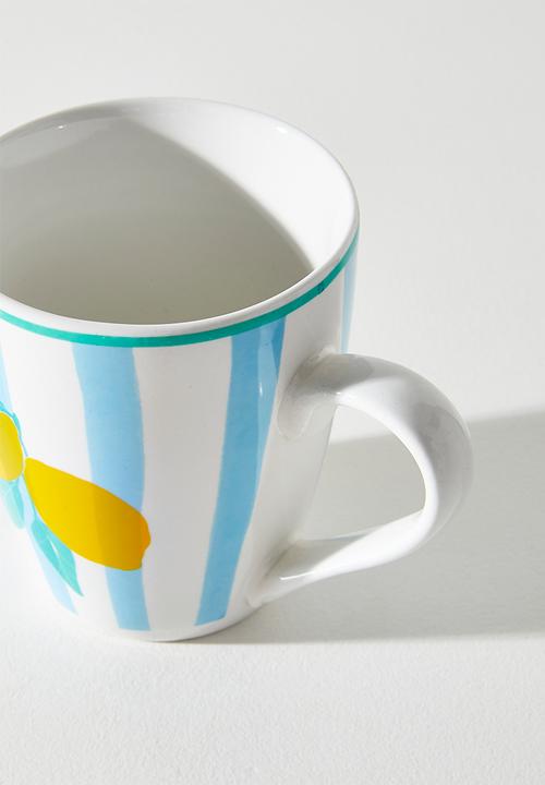 Excellent Houseware - Lemon & Stripe Mug - 380ml