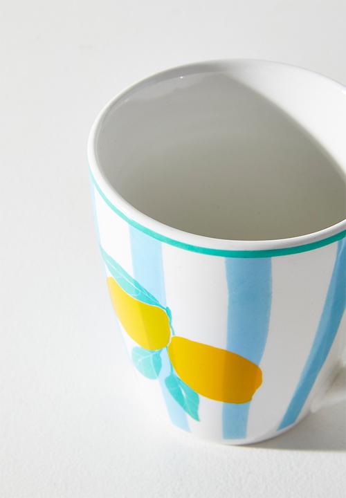 Excellent Houseware - Lemon & Stripe Mug - 380ml