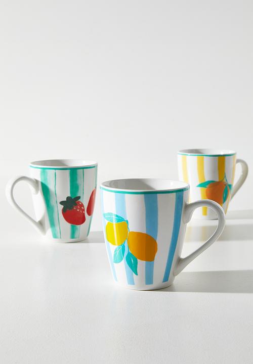 Excellent Houseware - Lemon & Stripe Mug - 380ml