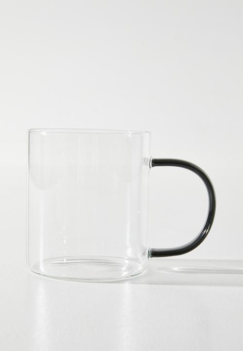 Excellent Houseware - Coffee Glass Mug with Blue C Handle - 2pcs  400ml