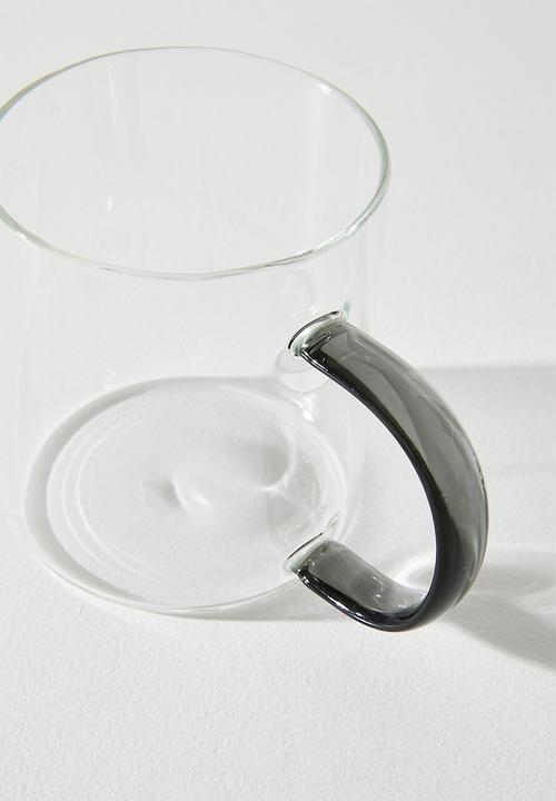Excellent Houseware - Coffee Glass Mug with Blue C Handle - 2pcs  400ml