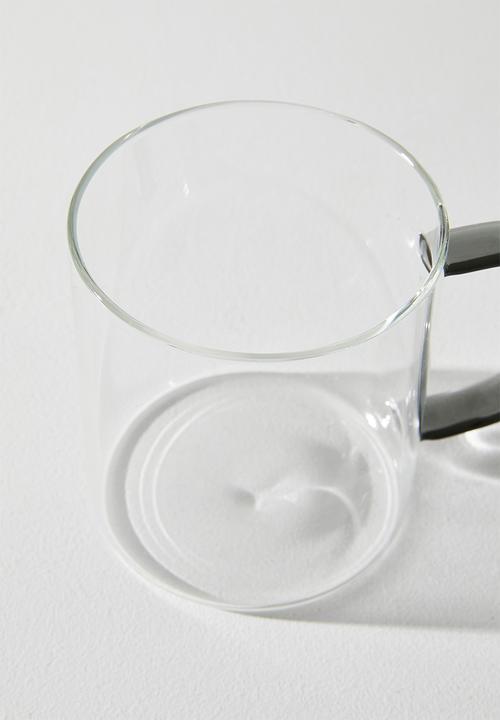 Excellent Houseware - Coffee Glass Mug with Blue C Handle - 2pcs  400ml