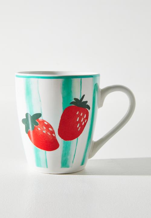 Excellent Houseware - Strawberry & Stripe Mug - 380ml