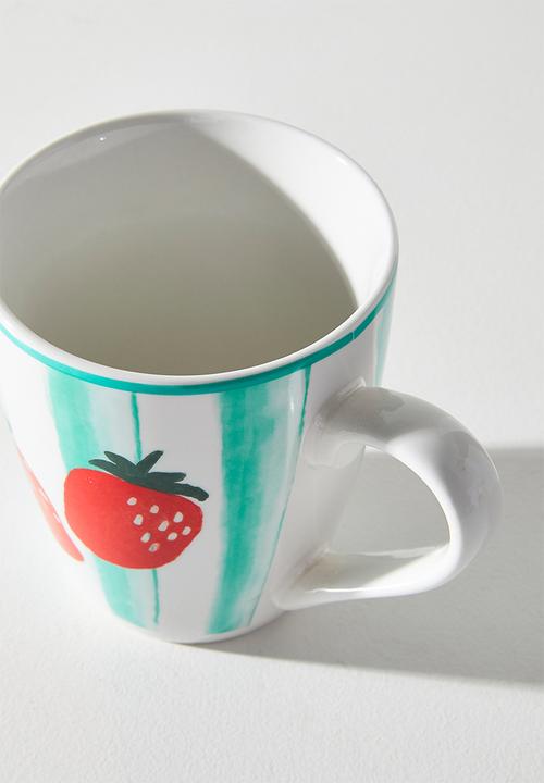 Excellent Houseware - Strawberry & Stripe Mug - 380ml