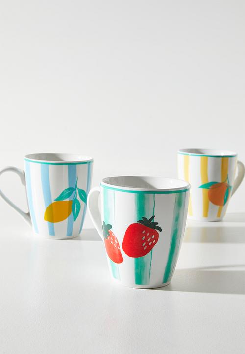 Excellent Houseware - Strawberry & Stripe Mug - 380ml