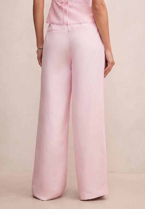 Forever New - Eva linen wide leg pants - pink whisper 