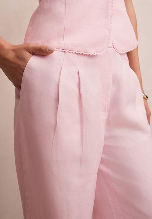 Forever New - Eva linen wide leg pants - pink whisper 