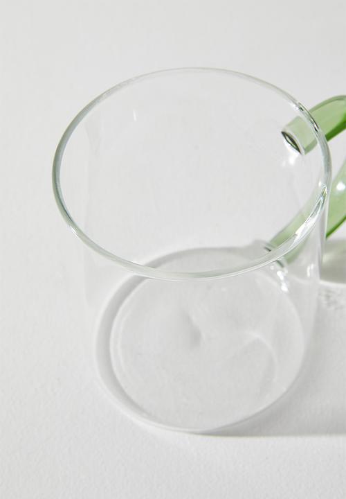 Excellent Houseware - Coffee Glass Mug with Green C Handle - 2pcs  400ml