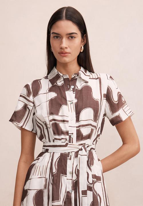 Forever New - Joy short sleeve midi dress - light arlon abstract