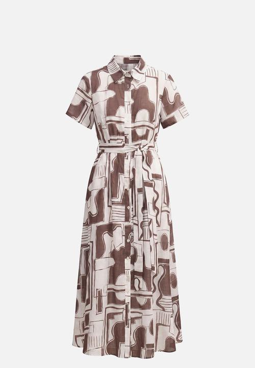 Forever New - Joy short sleeve midi dress - light arlon abstract