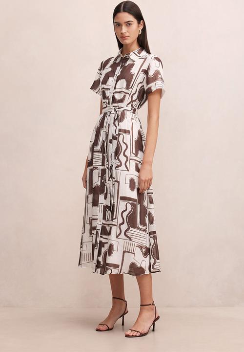Forever New - Joy short sleeve midi dress - light arlon abstract