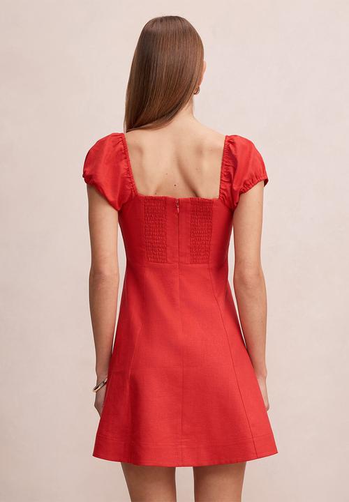 Forever New - Portia folded collar linen mini dress - racing red