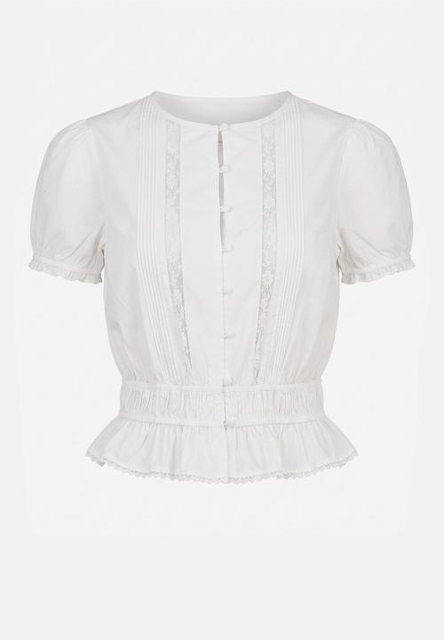 Forever New - Delta lace pintuck blouse - porcelain