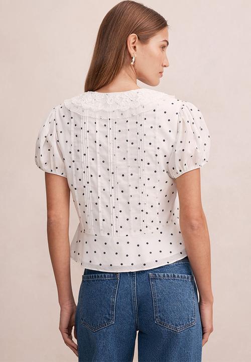 Forever New - Cece peplum blouse - navy findon spot