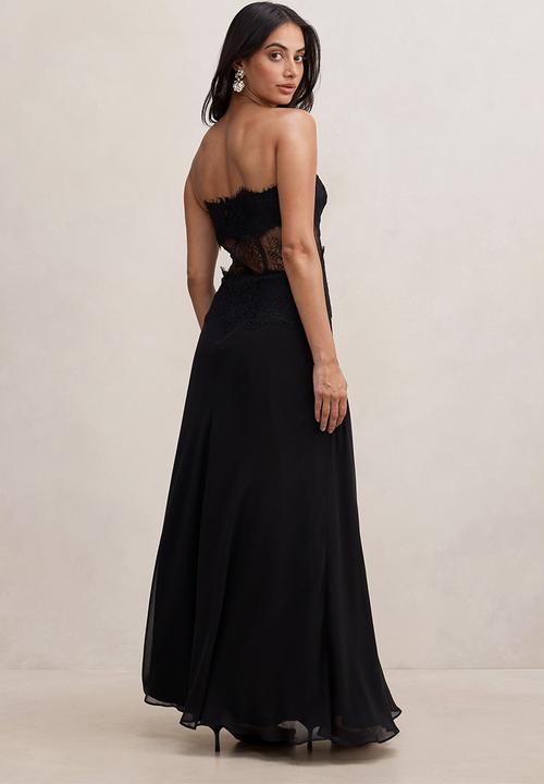 Forever New - Amity lace corset sheer maxi dress - black