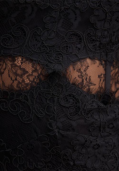 Forever New - Amity lace corset sheer maxi dress - black