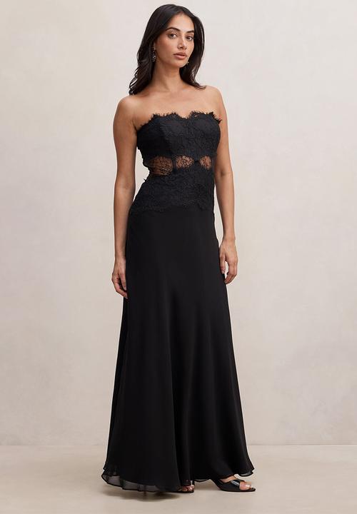 Forever New - Amity lace corset sheer maxi dress - black