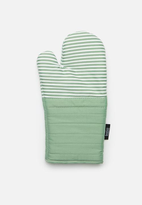 Excellent Houseware - Stripped Oven Mit Set - Green