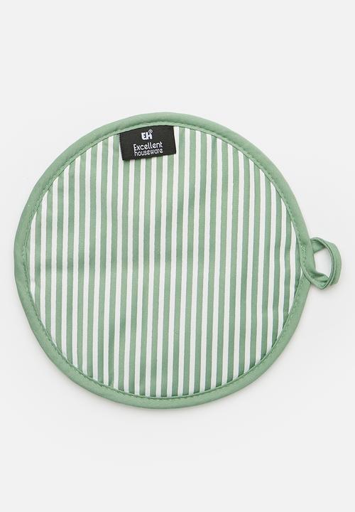 Excellent Houseware - Stripped Oven Mit Set - Green