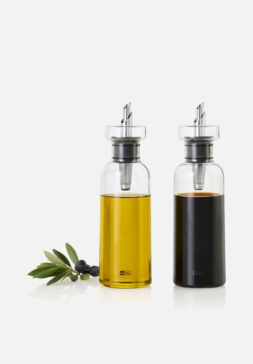 Adhoc - AdHoc AromaPour Clear Glass Oil & Vinegar Set – 300ml, Drip-Free Spout