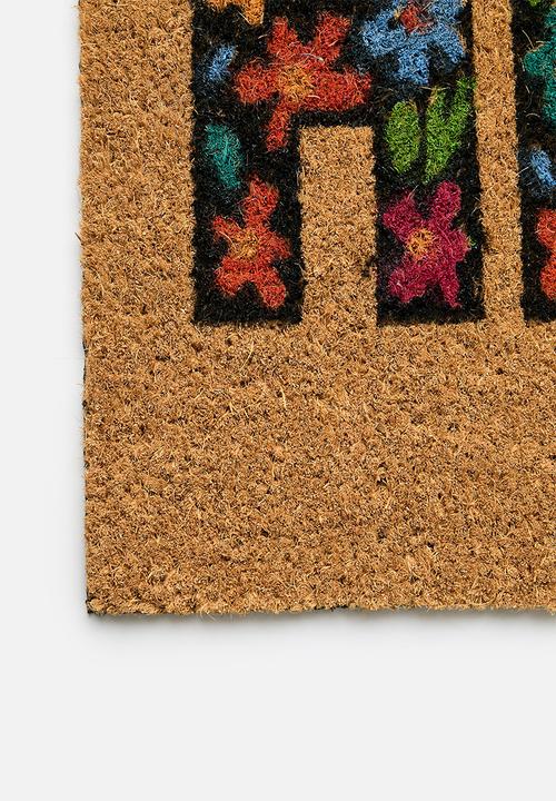 H&S - 40x60 Printed coir hello door mat - multi