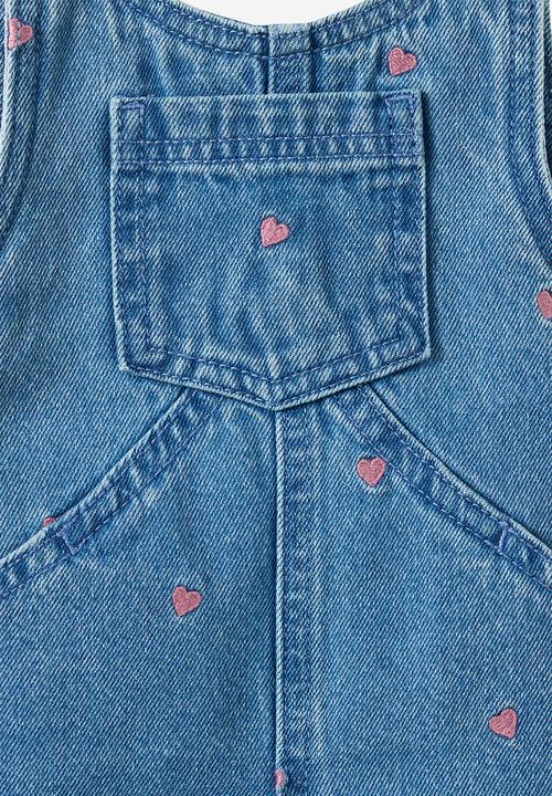 Cotton On - Aspen Denim Shortall - Burleigh Blue Wash/Heart