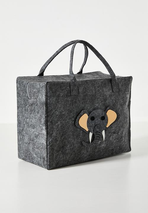 Pop Candy - Felt storage bag with elephant patch - grey
