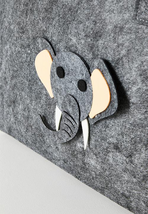 Pop Candy - Felt storage bag with elephant patch - grey